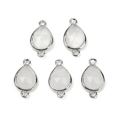 Natural Quartz Crystal Faceted Connector Charms