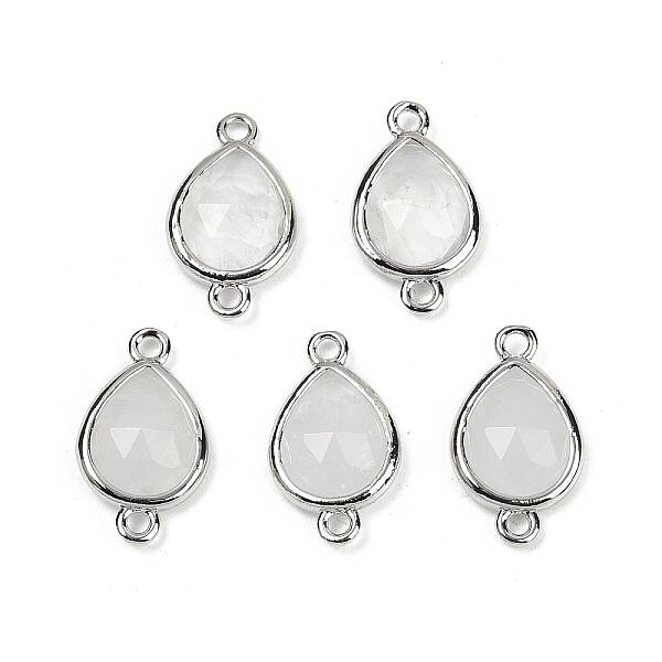 Natural Quartz Crystal Faceted Connector Charms