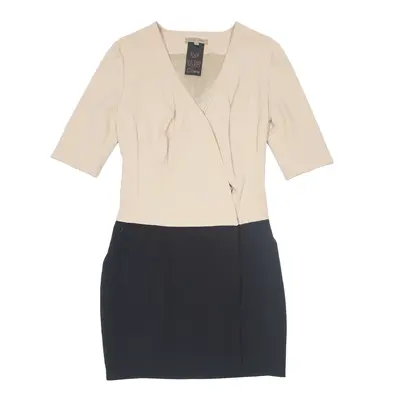 BETTY BLUE Drop Waist Formal Pencil Dress Beige 3/4 Sleeve Knee Length Womens UK 10