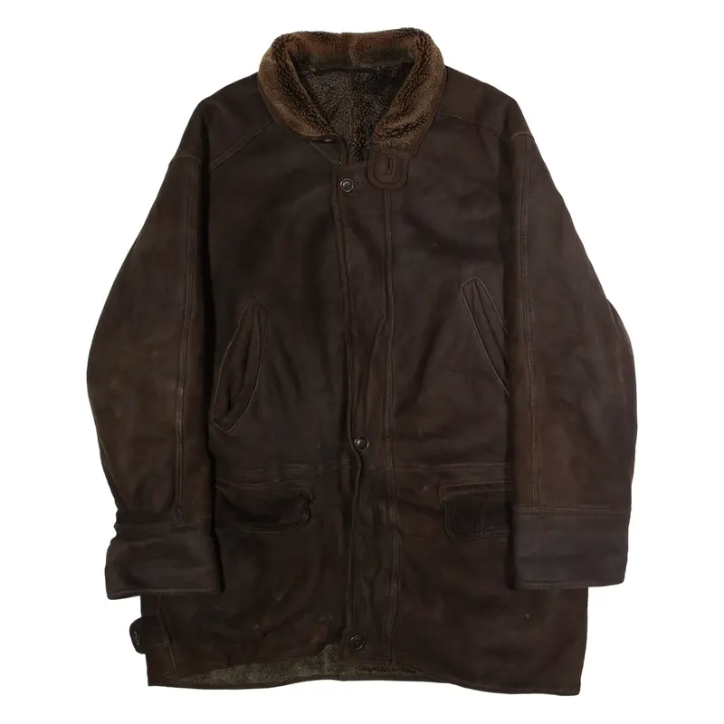 WERTHER Mens Overcoat Coat Brown Shearling XL