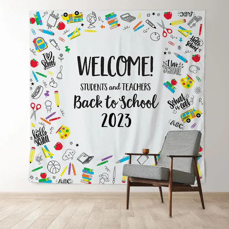 Colorful Stationeries 2023 Back To School Backdrop - Aperturee