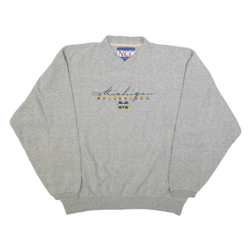 NCC APPAREL Michigan Wolverines Mens Sweatshirt Grey V-Neck USA L