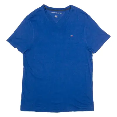 TOMMY HILFIGER Womens T-Shirt Blue V-Neck XS