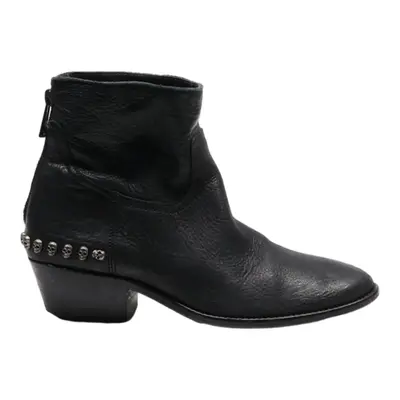 ZADIG & VOLTAIRE Ankle Boots Black Leather Womens UK 4
