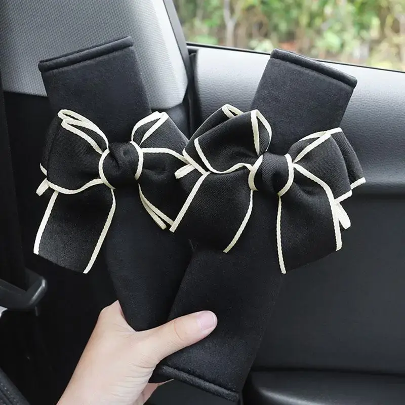 Bowknot Decor Car Seat Belt Cover, 1 Pair Cute Car Seat Belt Shoulder Pad, Car Seat Belt Protective Cover for Women, Seat Cov...