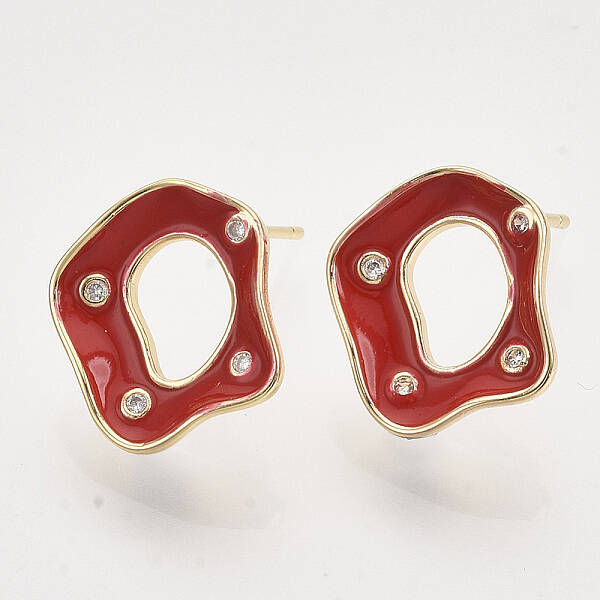 Brass Micro Pave Cubic Zirconia Stud Earring Findings