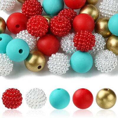 DIY Round Silicone & Acrylic & Berry Beads Making Findings Kits