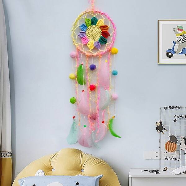 Woven Web/Net with Feather Decorations