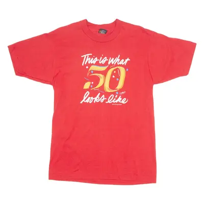 SCREEN STARS 50th Birthday Mens T-Shirt Red Crew Neck L