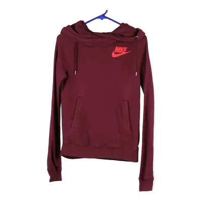 Nike Spellout Hoodie - XS Burgundy Cotton