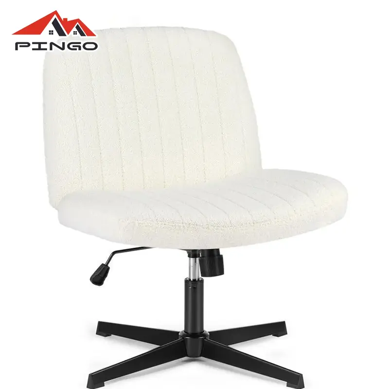 PINGO Cross-Legged Height Adjustable Chair, Armless Swivel & Rocking Home Office Chair with Larger Seat Width Easy to Assembl...