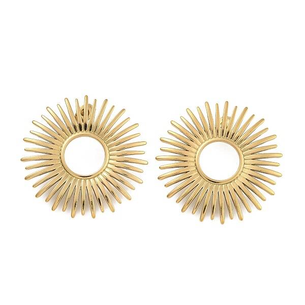 304 Stainless Steel Flower Stud Earrings for Women