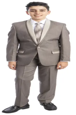 Tazio Boys' 5-Piece Solid-Colored Suit with Two-Tone Trim