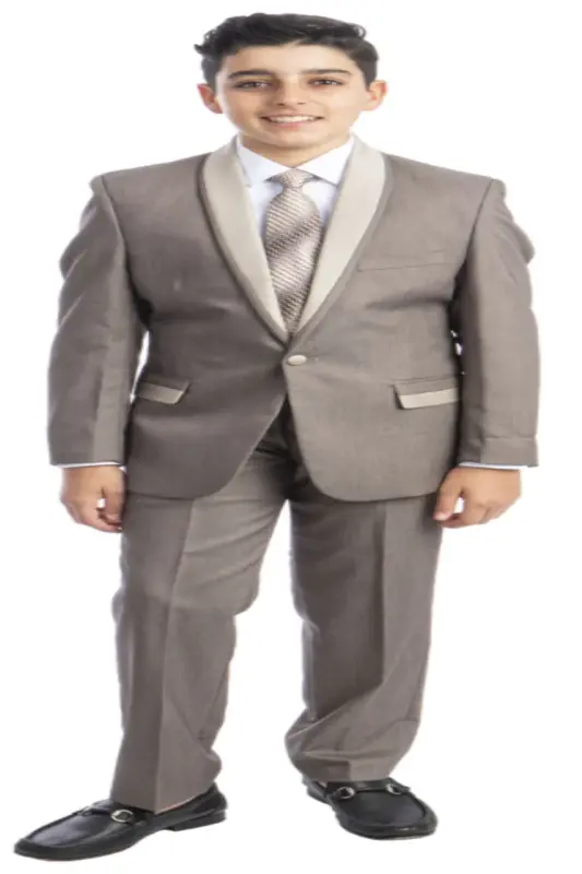 Tazio Boys' 5-Piece Solid-Colored Suit with Two-Tone Trim
