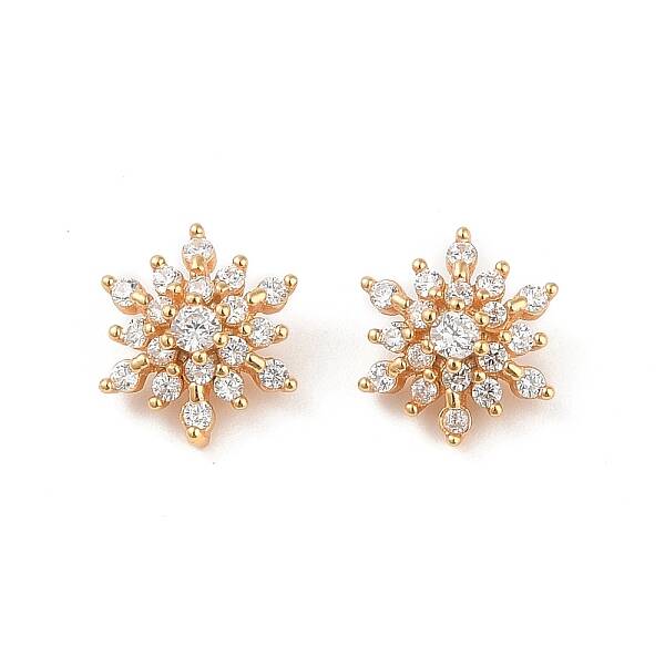 925 Silver Pave Clear Cubic Zirconia Snowflake Charms