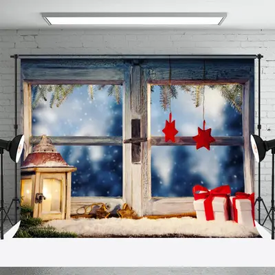Village Window Gifts Photo Shoot Christmas Backdrop - Aperturee
