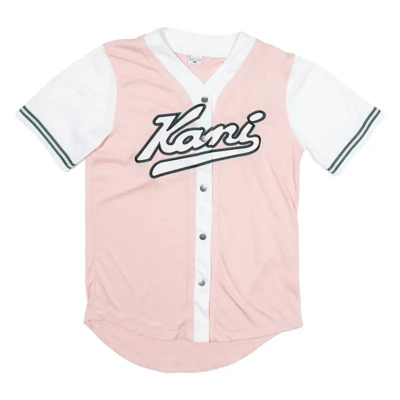 KARL KANI Womens Jersey Pink Button Neck S