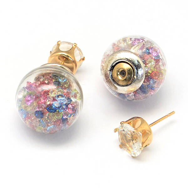 Double Sided Glass Ball Stud Earrings