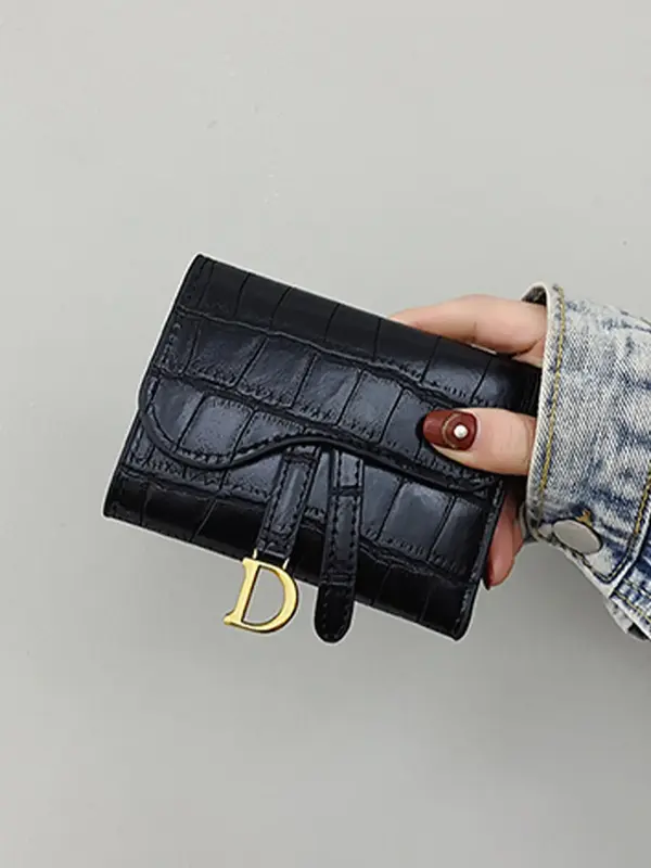 Women's Fashionable PU Leather Card Holder Organizer, Casual Versatile Zipper Short Wallet, Trendy All-match Card Holder for ...