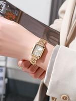 Elegant Fashion Rectangle Dial Analog Quartz Movement Watch for Women, Fashion Stainless Steel Watch for Party, Daily Decor, ...