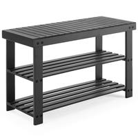 Shoe Organizer, 3-Tier Bamboo Storage Benches Organizer, Holds Up to 286 lb Entryway Bench, Suitable for Entryway Bedroom Liv...