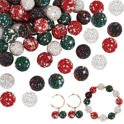 96Pcs 6 Colors Rhinestone Clay Pave Beads