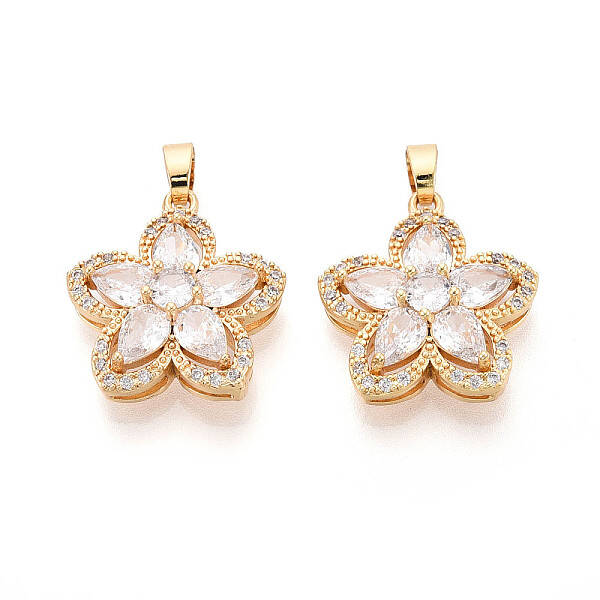Brass Micro Pave Cubic Zirconia Pendants
