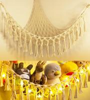Stuffed Animal Toy Storage Hammock with LED Light - Macrame Jumbo Doll Corner Stuff Animals Organizer Decorations - Cute Hang...