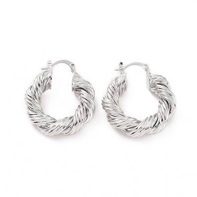 Brass Twist Rope Shape Hoop Earrings for Women