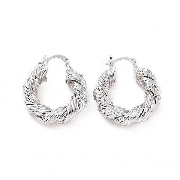 Brass Twist Rope Shape Hoop Earrings for Women