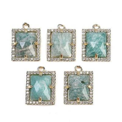 Natural Amazonite Faceted Rectangle Pendants