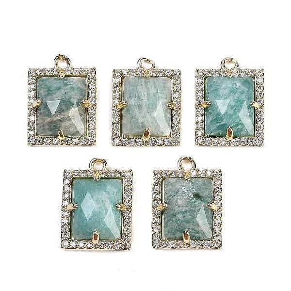 Natural Amazonite Faceted Rectangle Pendants