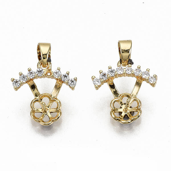 Brass Micro Pave Clear Cubic Zirconia Peg Bails Charms