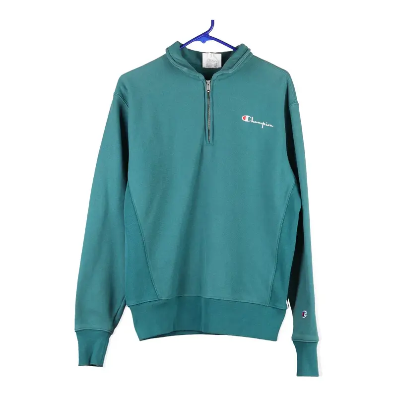 Reverse Weave Champion 1/4 Zip - Small Green Cotton Blend