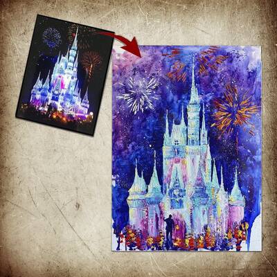 Famous Castle Painting from Photo Birthday Gift Realistic Painting Sketch From Photo Couple Photo Frame Portrait | MAGIC CAST...