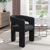 【FathersDayGift】CHAIRUS Modern Barrel Dining Chair, Sherpa Upholstered Accent Chairs with Arm, Open-back Side Armchair Co...