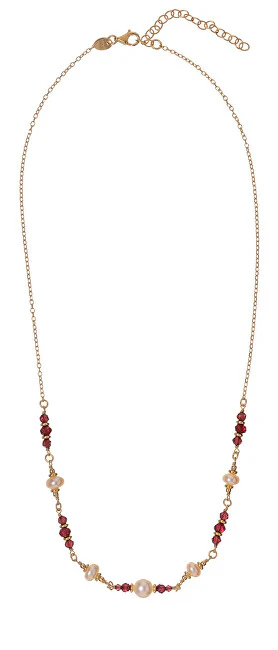 Alisia Bellissima Collana Placcata Oro Con Perle Autentiche E Granati Al5179.01.029