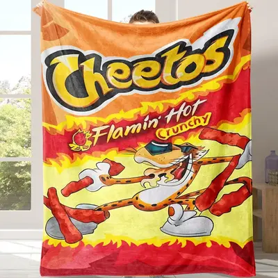 Cheetos Pattern Flannel Blanket, 1 Count Soft Comfortable Warm Throw, Air-conditioned Room Blanket, Room Accessories Warm Nap...