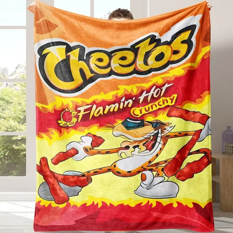 Cheetos Pattern Flannel Blanket, 1 Count Soft Comfortable Warm Throw, Air-conditioned Room Blanket, Room Accessories Warm Nap...