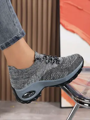 Women's Fashionable Lace Up Front Sneakers, Casual Comfortable Breathable Sports Running Runner Shoes , All-match Basic Train...