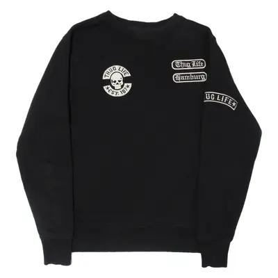 THUG LIFE Mens Sweatshirt Black Crew Neck S
