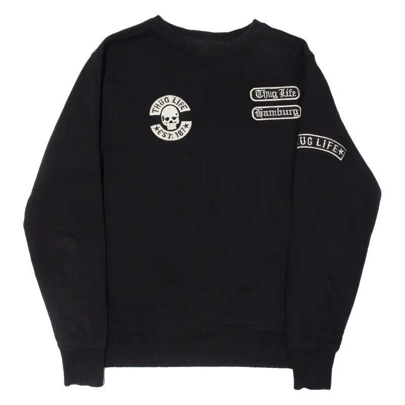THUG LIFE Mens Sweatshirt Black Crew Neck S