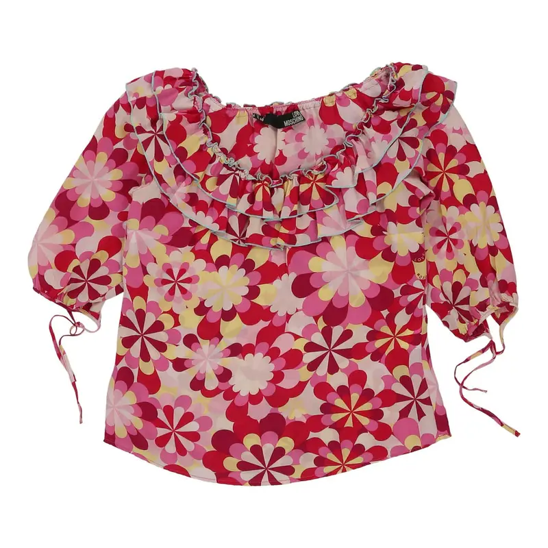 Love Moschino Floral Blouse - Small Red Silk | Size: small