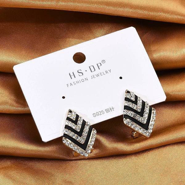 Brass Rhinestone Stud Earrings