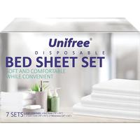 UNIFREE 7 Sets Disposable Bed Sheets Travel Sheets for Hotel,Portable Bedding Cover Bedspread, Disposable Bedding Set with 79...