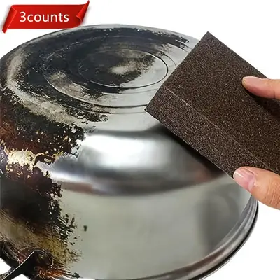 Emery Magic Cleaning Sponge, 3 Counts Pot Bottom Cleaning Scrubber, Pot Rust Remover Sponge, Household Kitchen Cleaning Gadge...