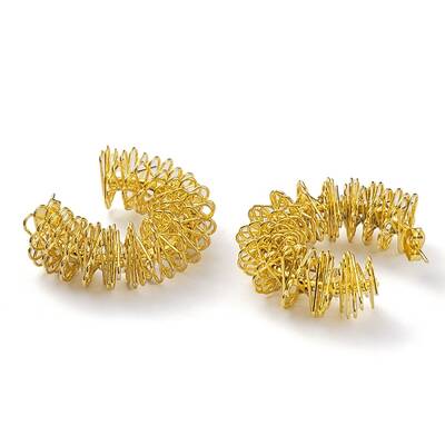 304 Stainless Steel Wire Wrap Half Round Stud Earrings for Women
