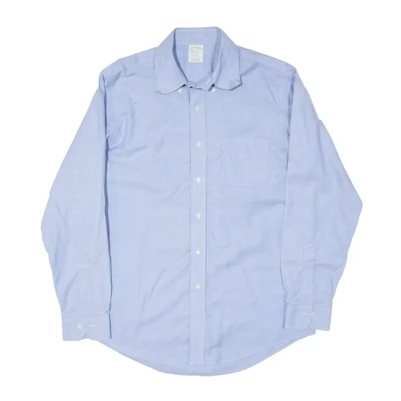 BROOKS BROTHERS Milano Plain Shirt Blue Long Sleeve Mens XL