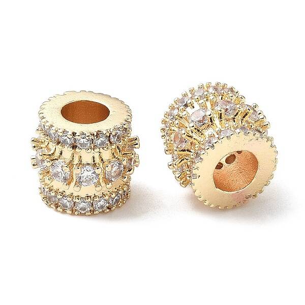Brass Micro Pave Cubic Zirconia European Beads