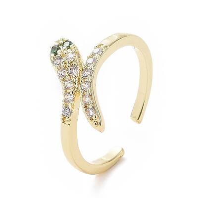 Green Cubic Zirconia Snake Open Cuff Ring